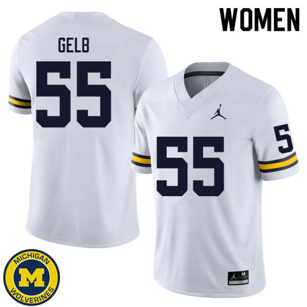 Women's Michigan Wolverines #55 Mica Gelb White Embroidery Football Jersey